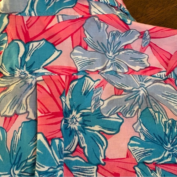 Vineyard Vines Boy 7  Floral Print SS Button Whale Logo Shirt Stretch EUC - Picture 5 of 10